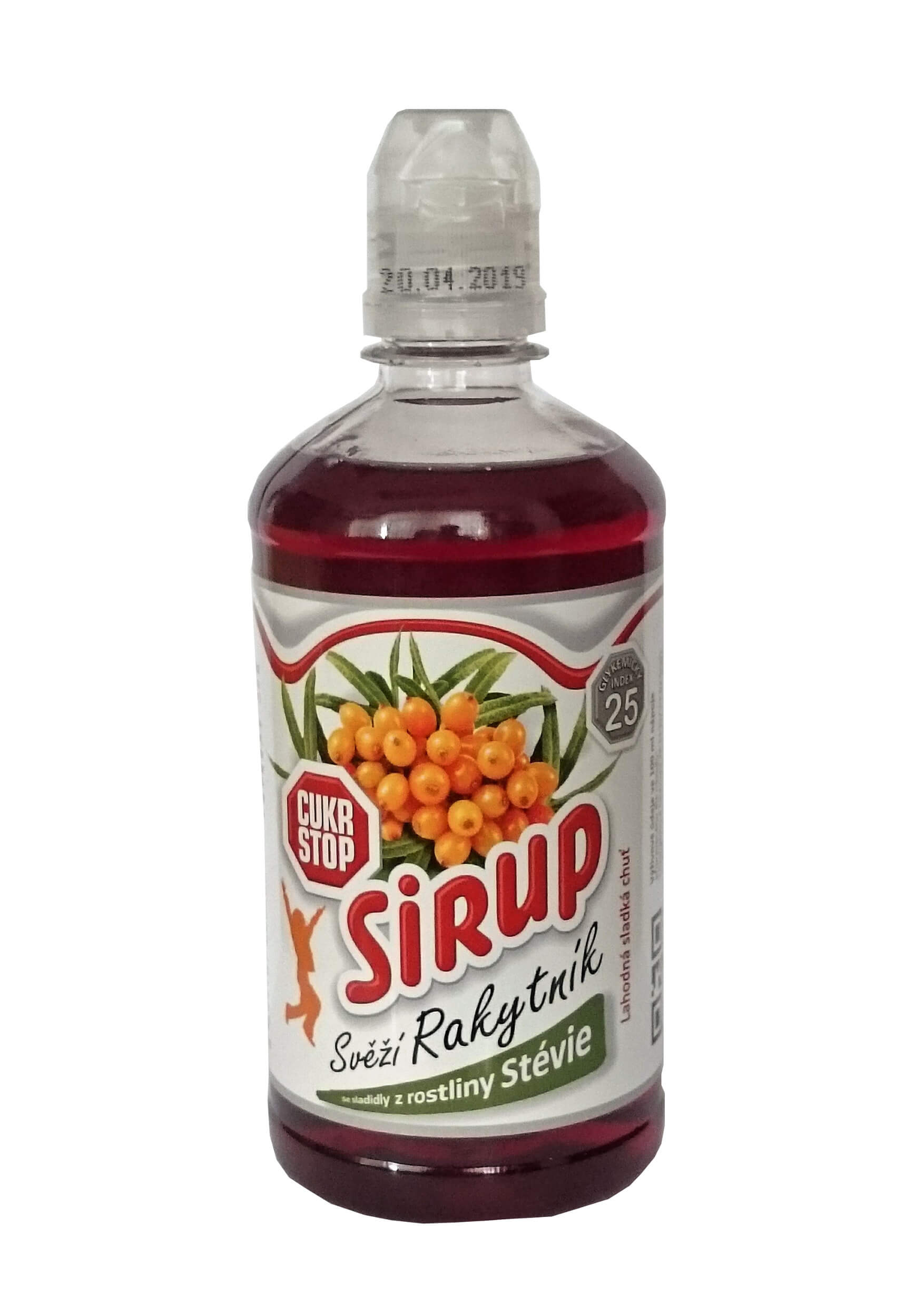 CukrStop Sirup se sladidly z rostliny stévie - svěží rakytník 650 g
