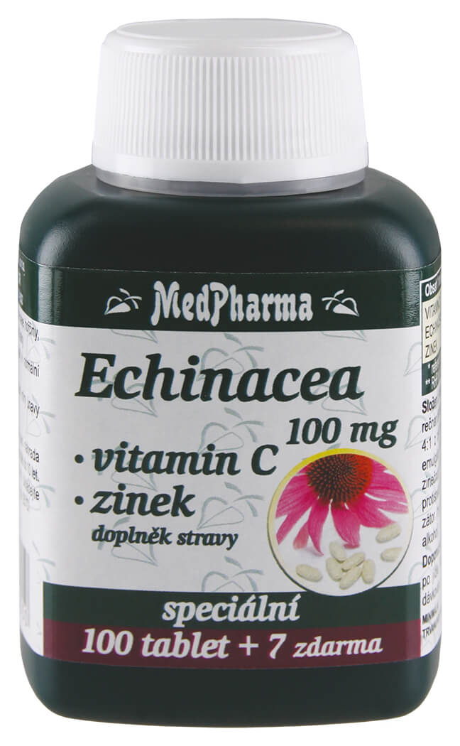 Zobrazit detail výrobku MedPharma Echinacea 100 mg + vitamín C + zinek 100 tbl. + 7 tbl. ZDARMA + 2 měsíce na vrácení zboží