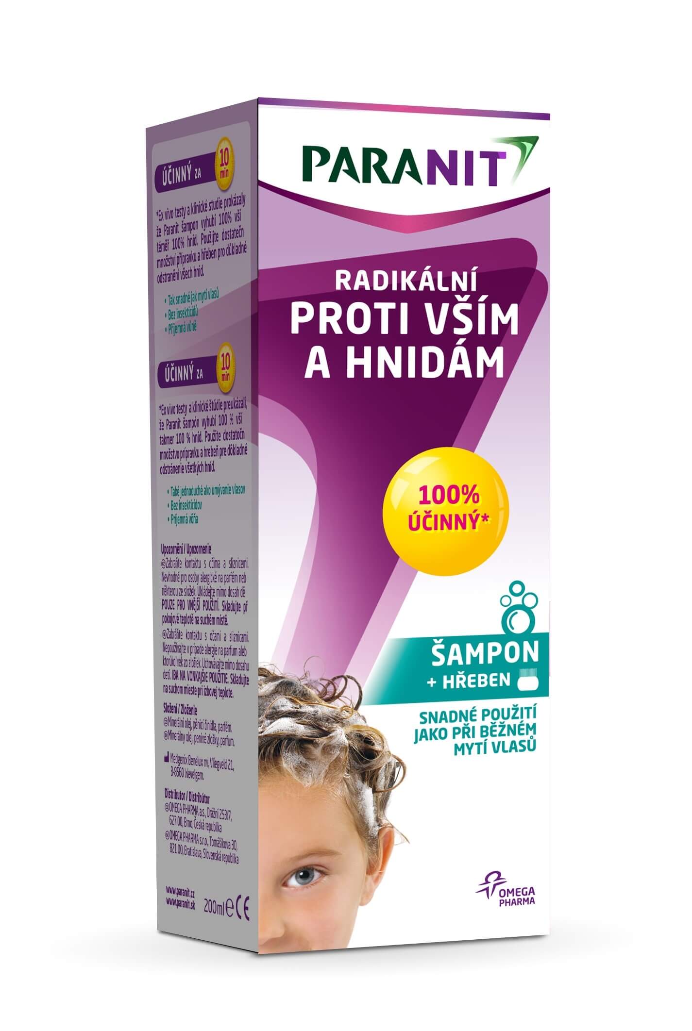 Omega Pharma Paranit šampon 100 ml + hřeben + 2 měsíce na vrácení zboží