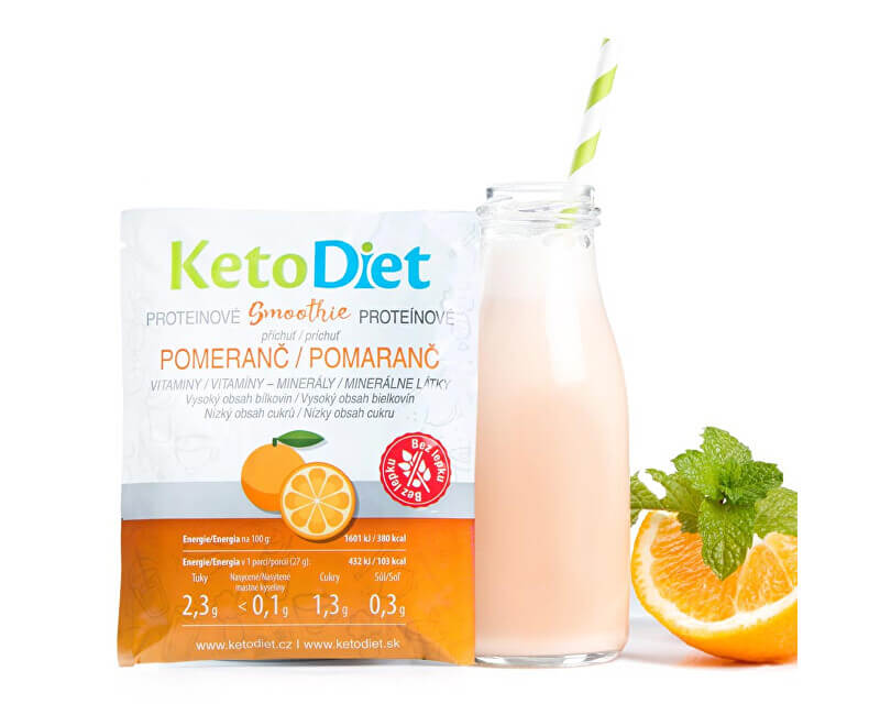 Zobrazit detail výrobku KetoDiet Proteinové smoothie s pomerančovou příchutí 7 x 27 g + 2 měsíce na vrácení zboží