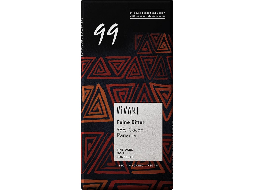 Zobrazit detail výrobku VIVANI Bio hořká čokoláda 99% s kokosovým cukrem VIVANI 80 g