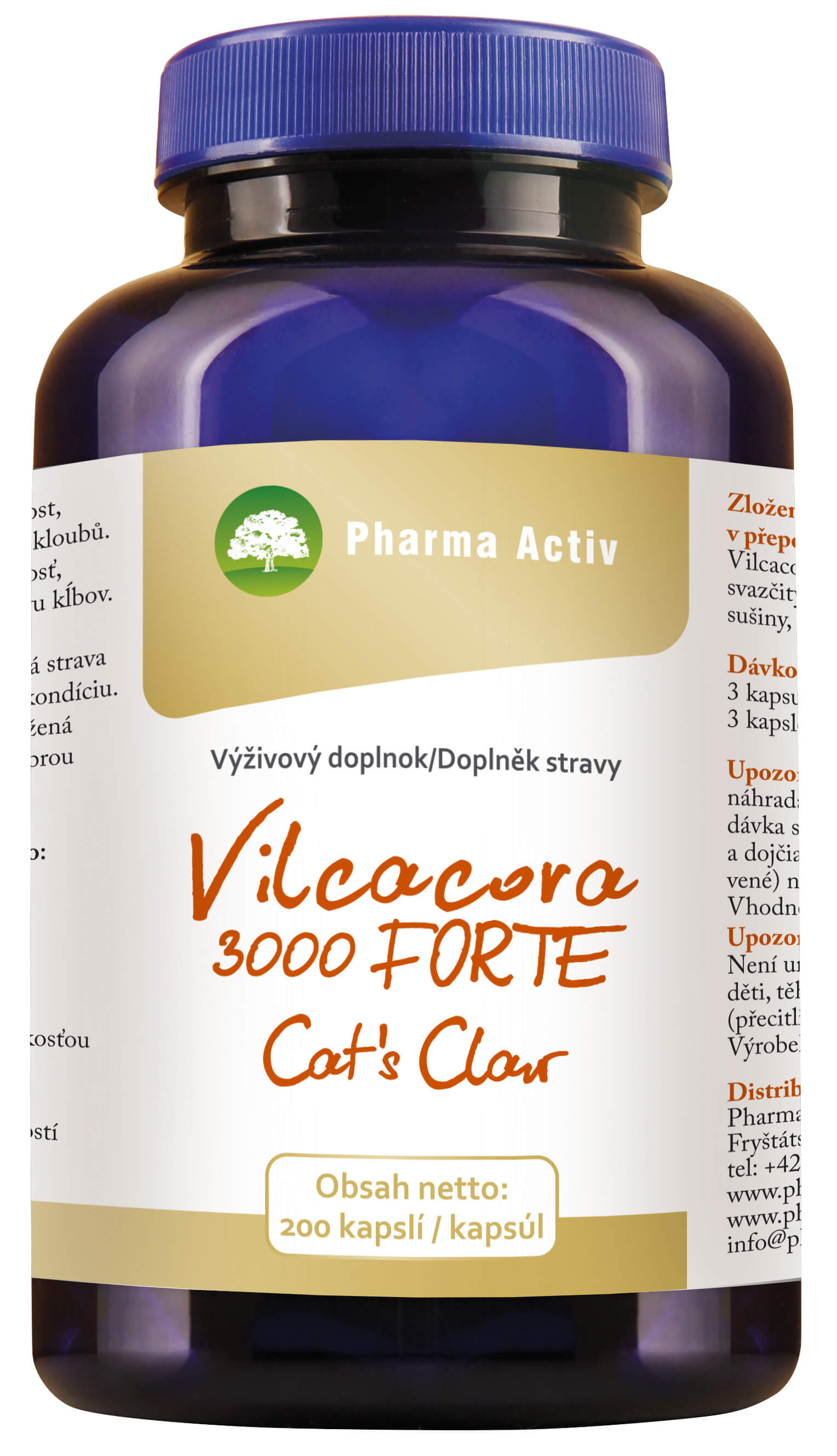 Zobrazit detail výrobku Pharma Activ Vilcacora 3000 Forte Cat´s Claw 200 kapslí + 2 měsíce na vrácení zboží