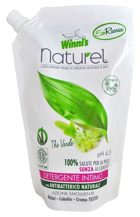 Zobrazit detail výrobku Winni´s NATUREL Sapone Intimo Ecoricaria The Verde tekuté mýdlo pro intimní hygienu se zeleným čajem - náhradní náplň 500 ml + 2 měsíce na vrácení zboží