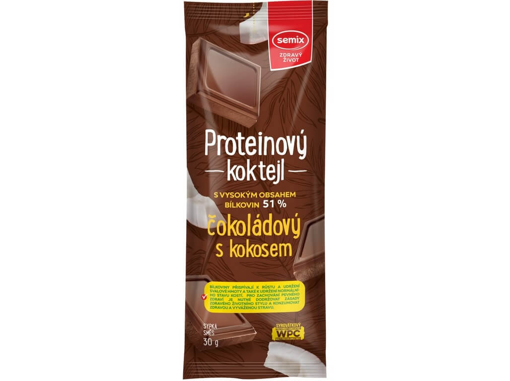 Zobrazit detail výrobku Semix Proteinový koktejl čokoládový s kokosem 30g + 2 měsíce na vrácení zboží