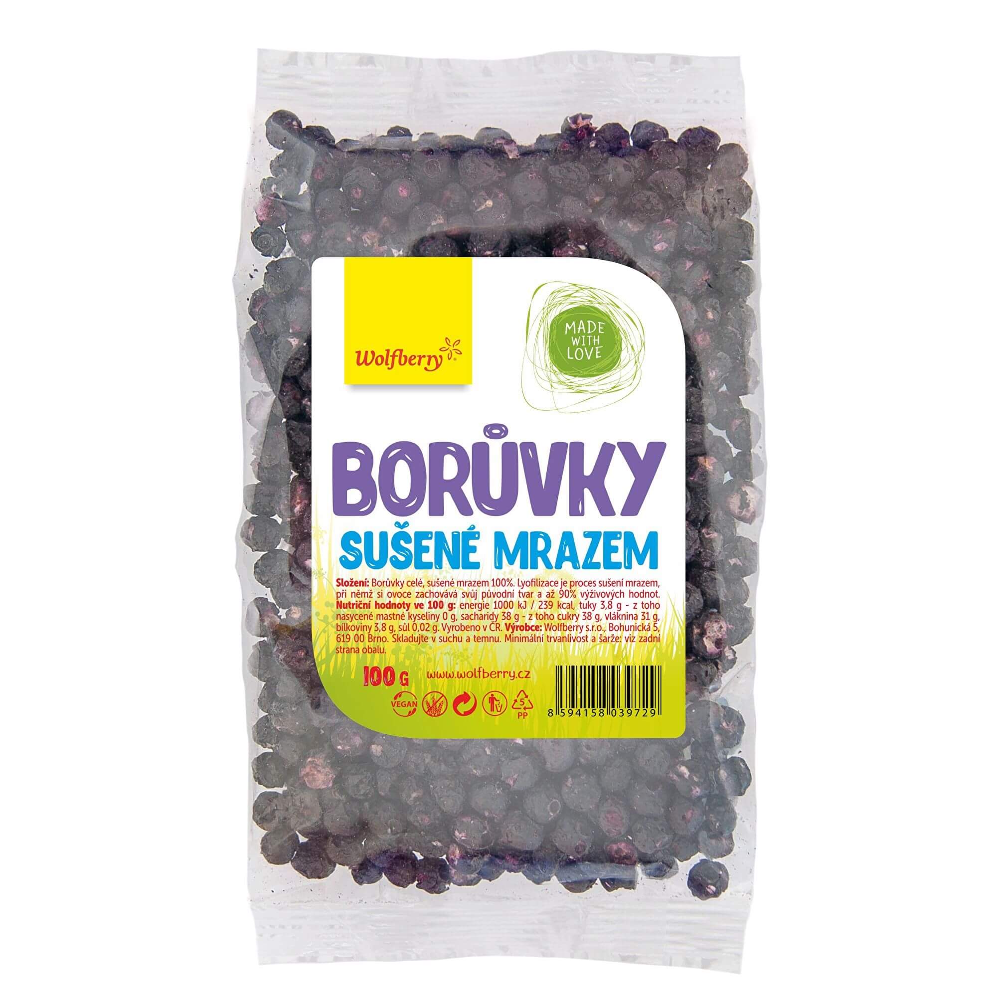 Zobrazit detail výrobku Wolfberry Borůvky lyofilizované 100 g + 2 měsíce na vrácení zboží