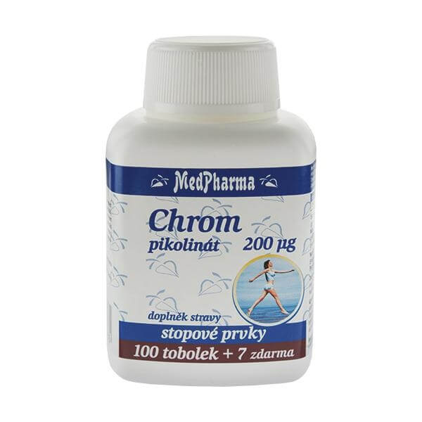 Zobrazit detail výrobku MedPharma Chrom pikolinát 200 µg 100 tob. + 7 tob. ZDARMA + 2 měsíce na vrácení zboží