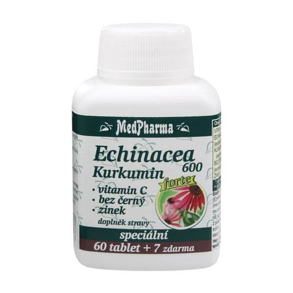 Zobrazit detail výrobku MedPharma Echinacea 600 Forte + kurkumin + vitamín C + bez černý + zinek 60 tbl. + 7 tbl. ZDARMA + 2 měsíce na vrácení zboží