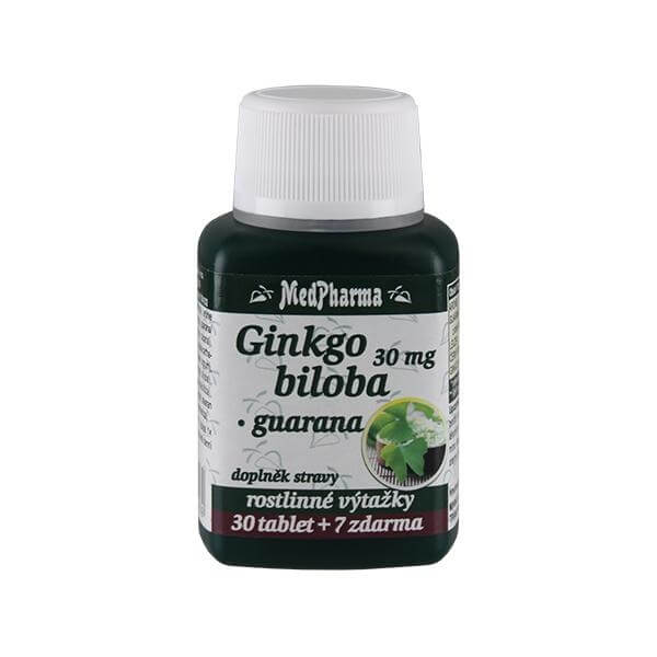 Zobrazit detail výrobku MedPharma Ginkgo biloba 30 mg + guarana 30 tbl. + 7 tbl. ZDARMA + 2 měsíce na vrácení zboží