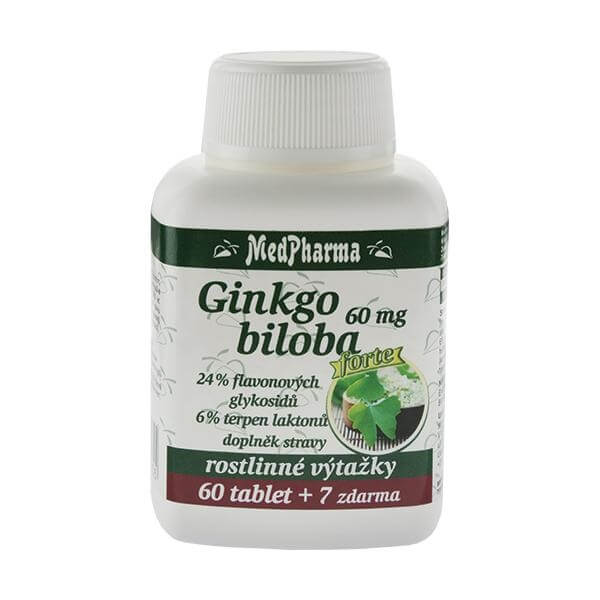 Zobrazit detail výrobku MedPharma Ginkgo biloba 60 mg Forte 60 tbl. + 7 tbl. ZDARMA + 2 měsíce na vrácení zboží