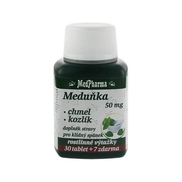 Zobrazit detail výrobku MedPharma Meduňka 50 mg + chmel + kozlík 30 tbl. + 7 tbl. ZDARMA + 2 měsíce na vrácení zboží