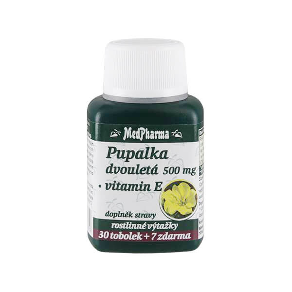 Zobrazit detail výrobku MedPharma Pupalka dvouletá 500 mg + vitamín E 30 tob. + 7 tob. ZDARMA + 2 měsíce na vrácení zboží