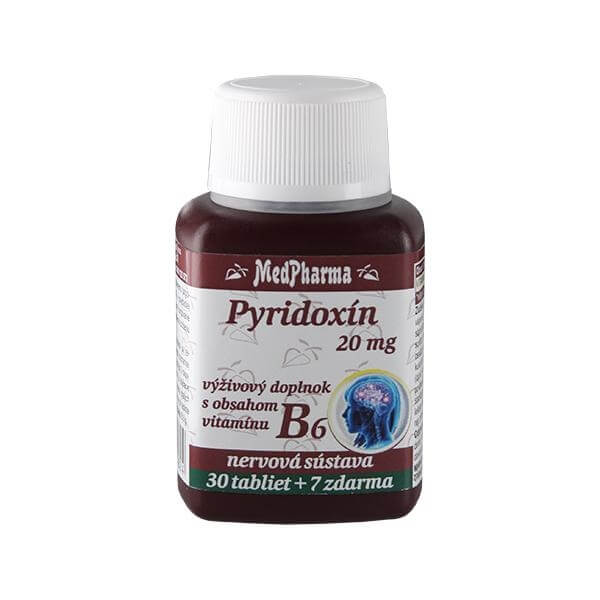 Zobrazit detail výrobku MedPharma Pyridoxin 20 mg – doplněk stravy s obsahem vitamínu B6 30 tbl. + 7 tbl. ZDARMA + 2 měsíce na vrácení zboží