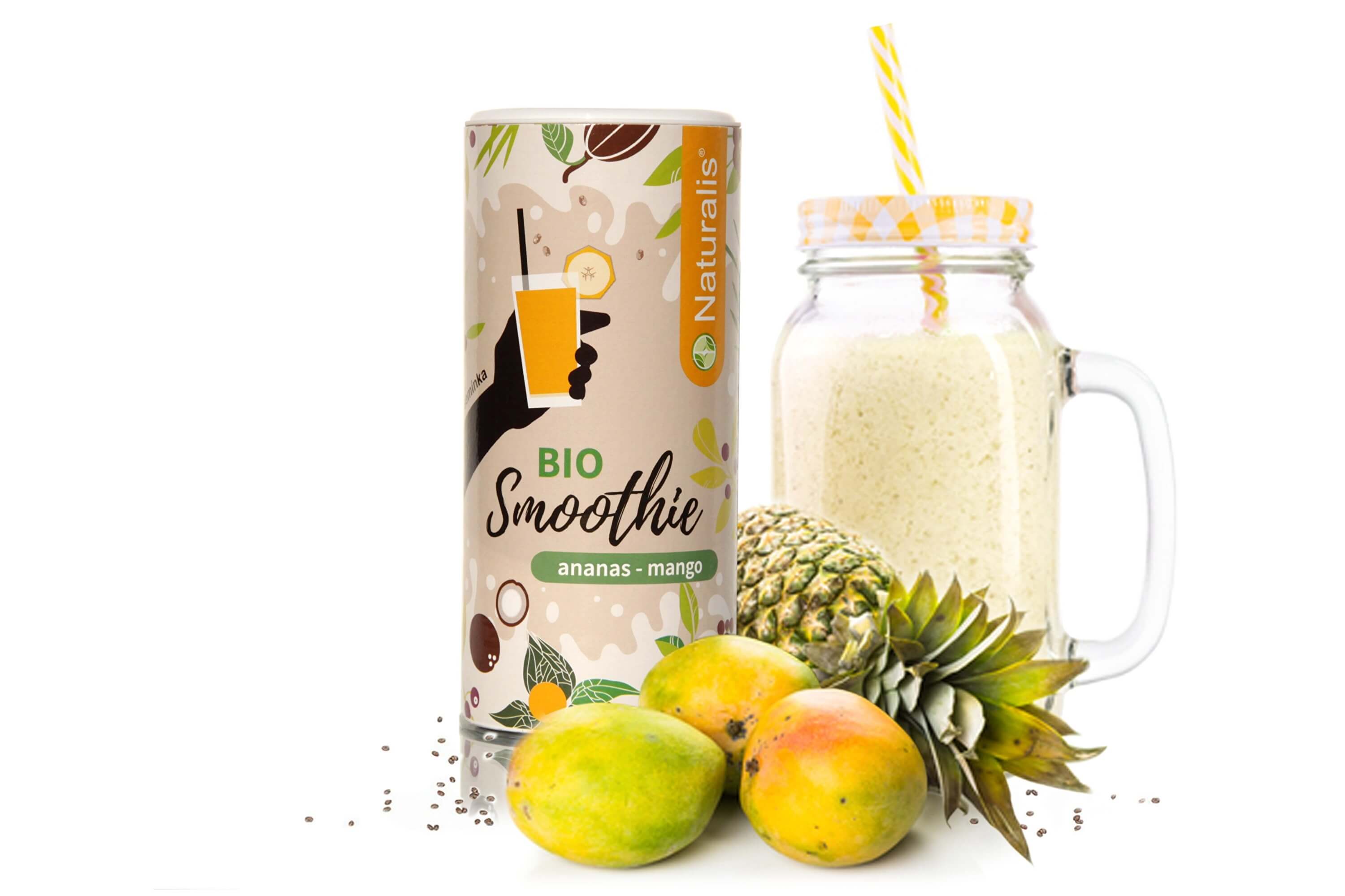 Zobrazit detail výrobku Naturalis Smoothie Ananas + Mango BIO 180 g + 2 měsíce na vrácení zboží