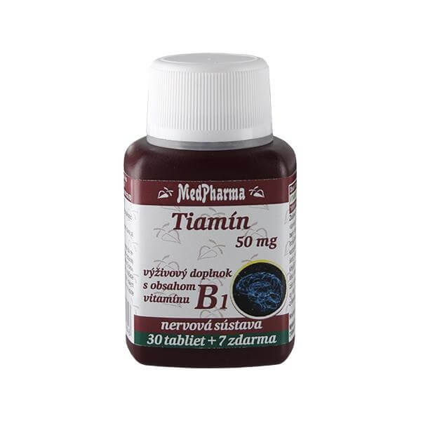Zobrazit detail výrobku MedPharma Thiamin 50 mg – doplněk stravy s obsahem vitamínu B1 30 tbl. + 7 tbl. ZDARMA + 2 měsíce na vrácení zboží