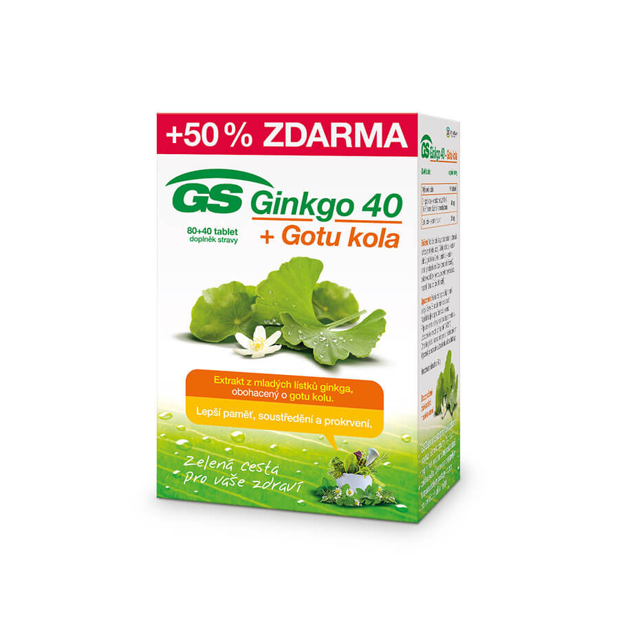 Zobrazit detail výrobku GreenSwan GS Ginkgo 40 + Gotu kola 80+40 tablet
