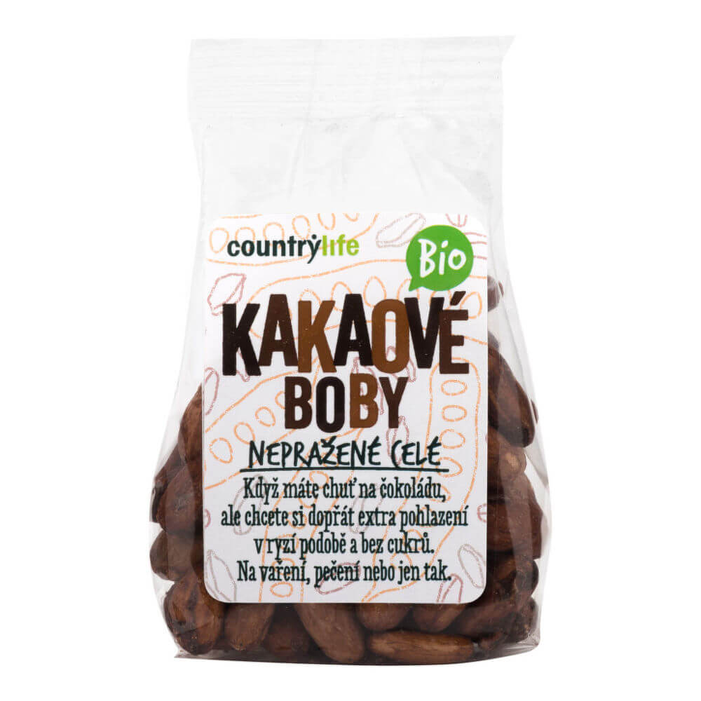 Zobrazit detail výrobku Country Life Kakaové boby nepražené celé BIO 100 g + 2 měsíce na vrácení zboží