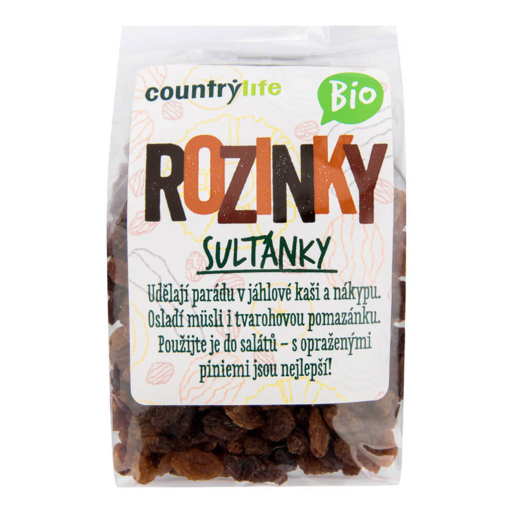 Zobrazit detail výrobku Country Life Rozinky sultánky BIO 200 g Zobrazit detail výrobku Country Life Rozinky sultánky BIO 200 g