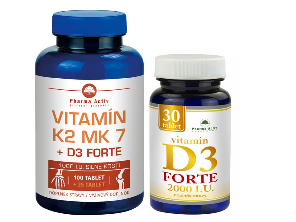Zobrazit detail výrobku Pharma Activ Vitamín K2 MK7 + D3 FORTE 125 tbl. + Vitamín D3 Forte 30 tbl. + 2 měsíce na vrácení zboží