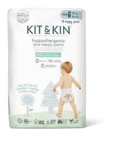 Kit & Kin Kit & Kin ekologické plenkové kalhotky (pull-ups), velikost 6 (18 ks), 15 kg+