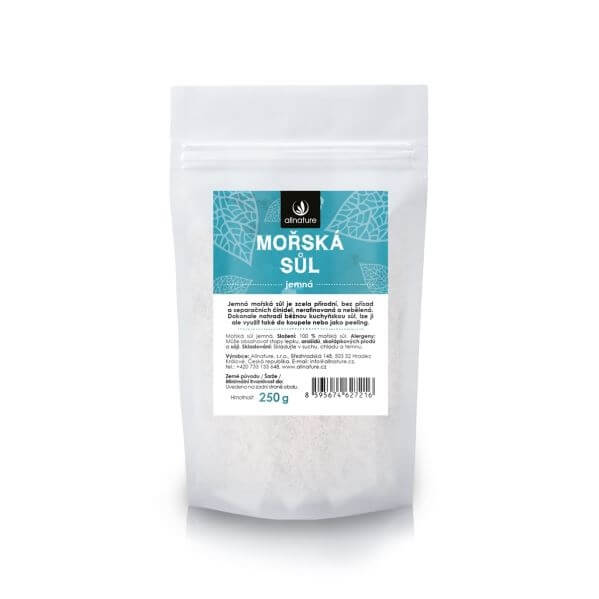 Zobrazit detail výrobku Allnature Mořská sůl jemná 250 g + 2 měsíce na vrácení zboží