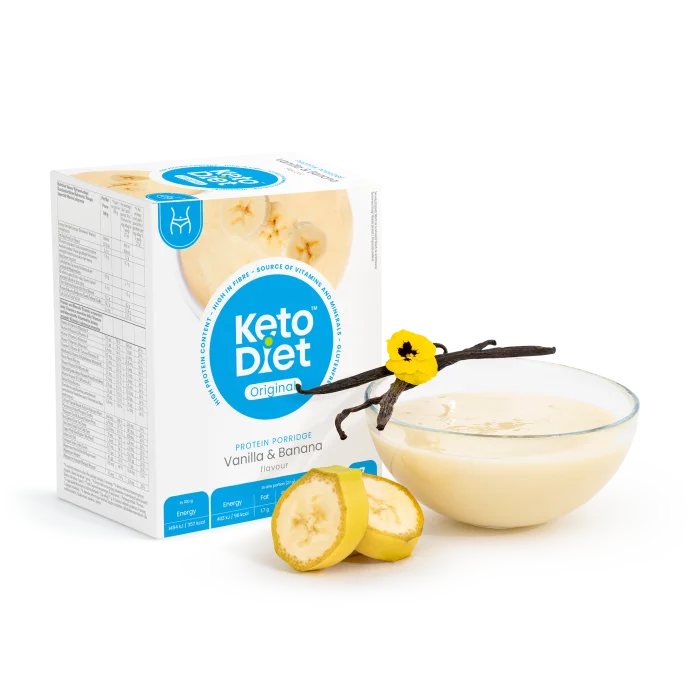 KetoDiet Proteinová kaše s příchutí vanilky a banánu 7 x 27 g