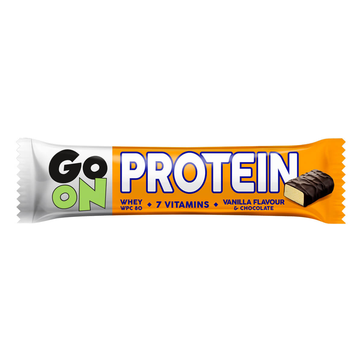 Zobrazit detail výrobku Vieste GO ON Proteinová tyčinka s příchutí vanilky 50 g + 2 měsíce na vrácení zboží