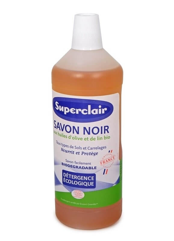 Superclair SAVON NOIR - černé mýdlo na úklid, s BIO lněným a olivovým olejem 1 l