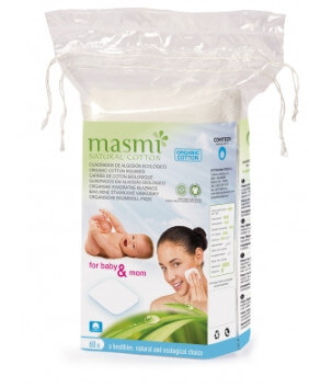 MASMA Čtvercové čistící polštářky z organické bavlny Masmi, 60 ks