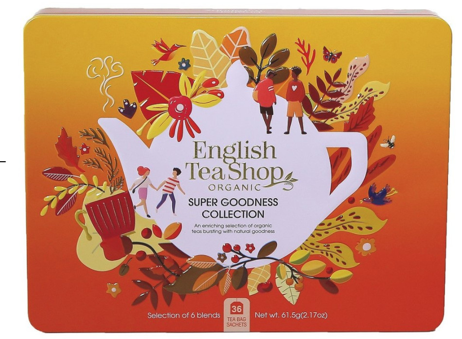 Zobrazit detail výrobku English Tea Shop Dárková sada Super goodness oranžová BIO v plechové kazetě 36 sáčků