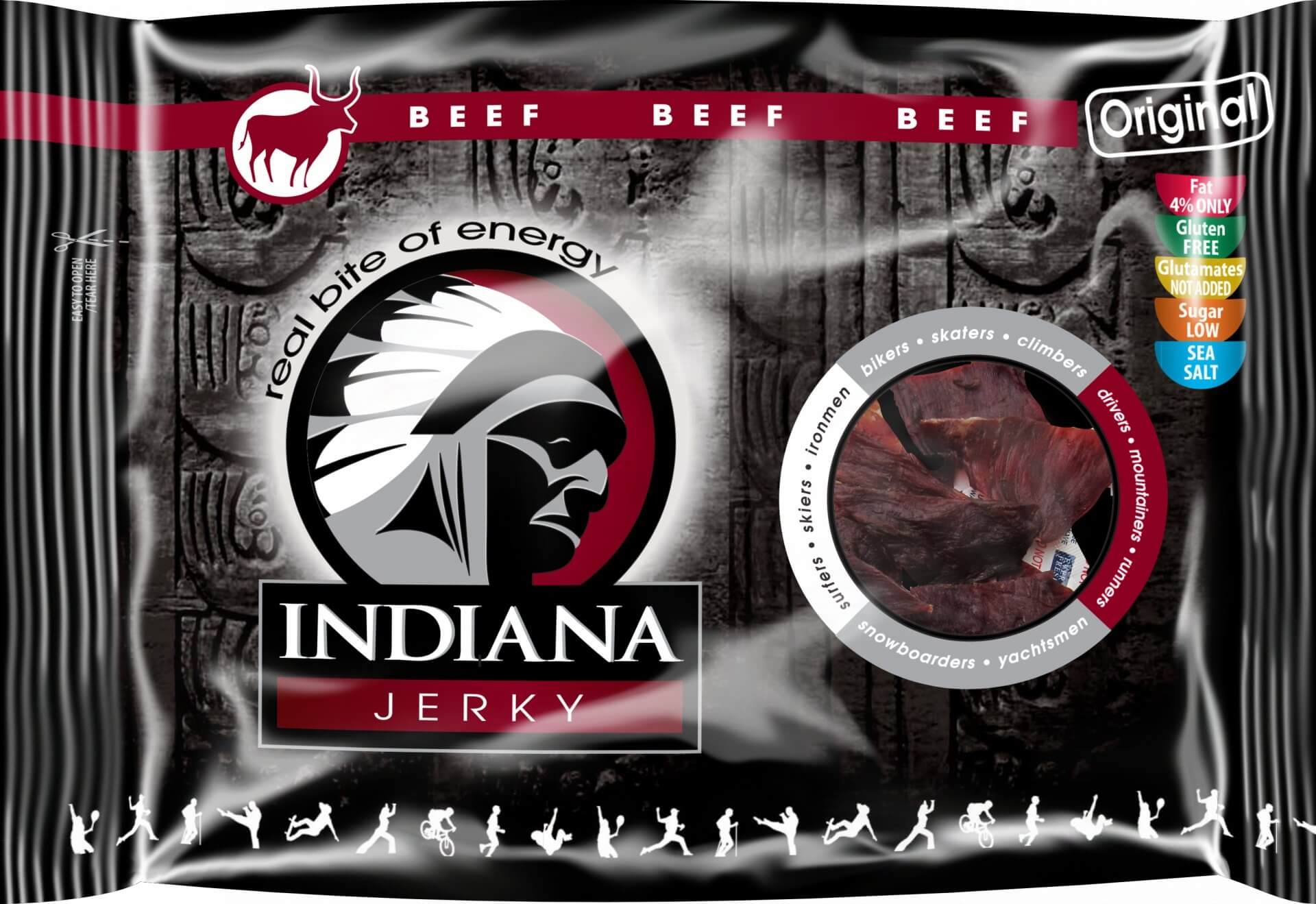 Zobrazit detail výrobku Indiana Indiana Jerky beef (hovězí) Original 100 g + 2 měsíce na vrácení zboží