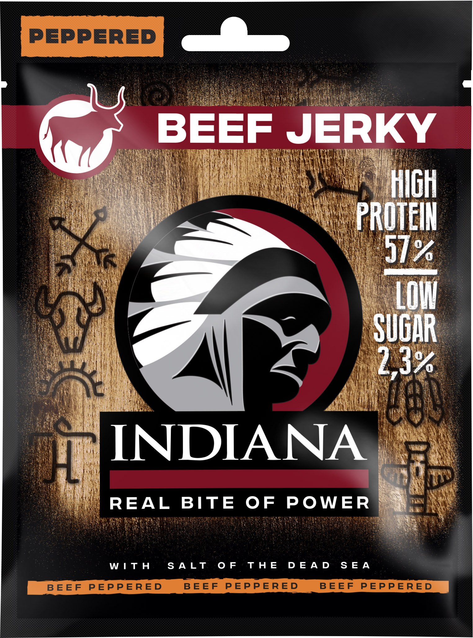 Zobrazit detail výrobku Indiana Indiana Jerky beef (hovězí) Peppered 25 g