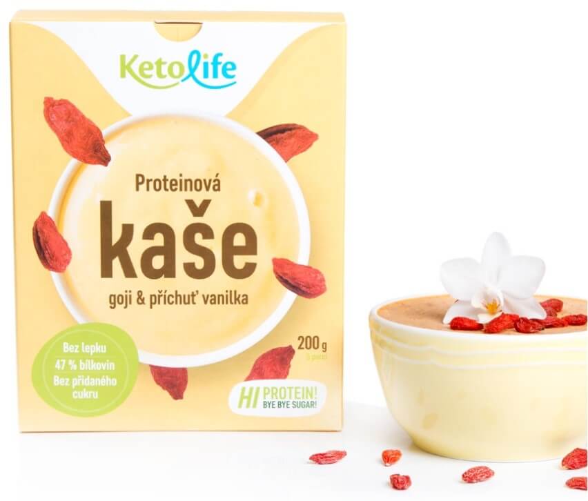 Zobrazit detail výrobku KetoLife Proteinová kaše - Goji a příchuť vanilka 5 x 40 g + 2 měsíce na vrácení zboží