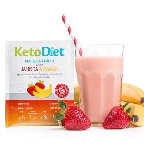 Zobrazit detail výrobku KetoDiet Proteinový nápoj příchuť jahoda a banán 7 porcí + 2 měsíce na vrácení zboží