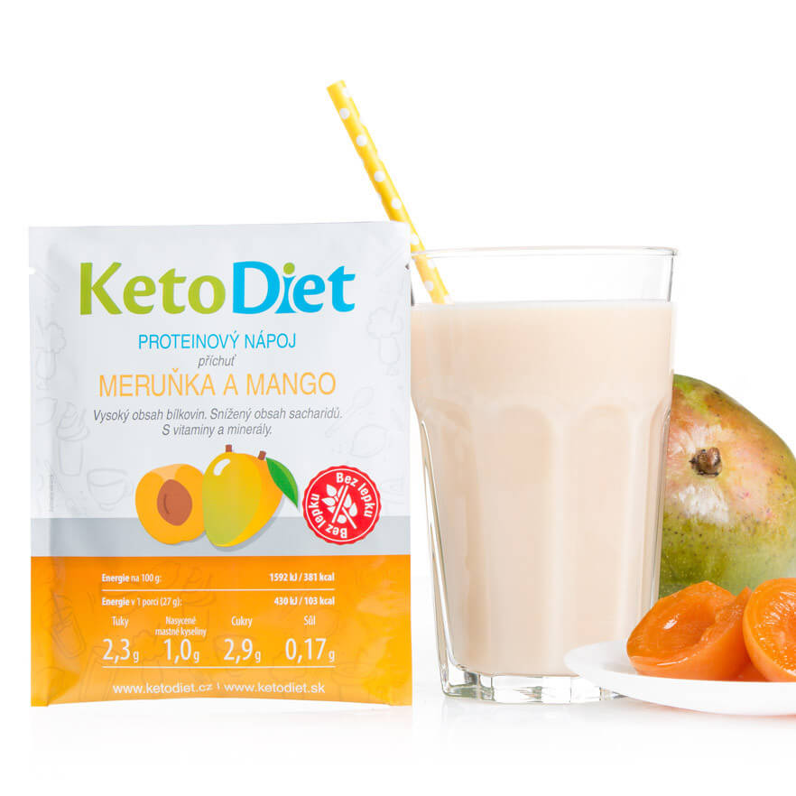 KetoDiet Proteinový nápoj příchuť meruňka a mango 7 porcí