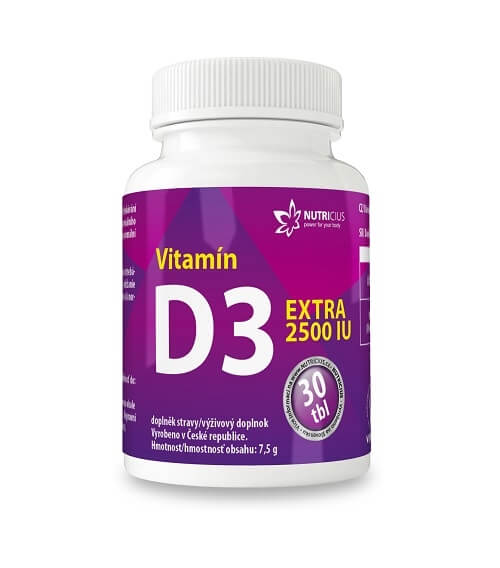 Zobrazit detail výrobku Nutricius Vitamín D3 EXTRA 2500 IU 30 tablet + 2 měsíce na vrácení zboží