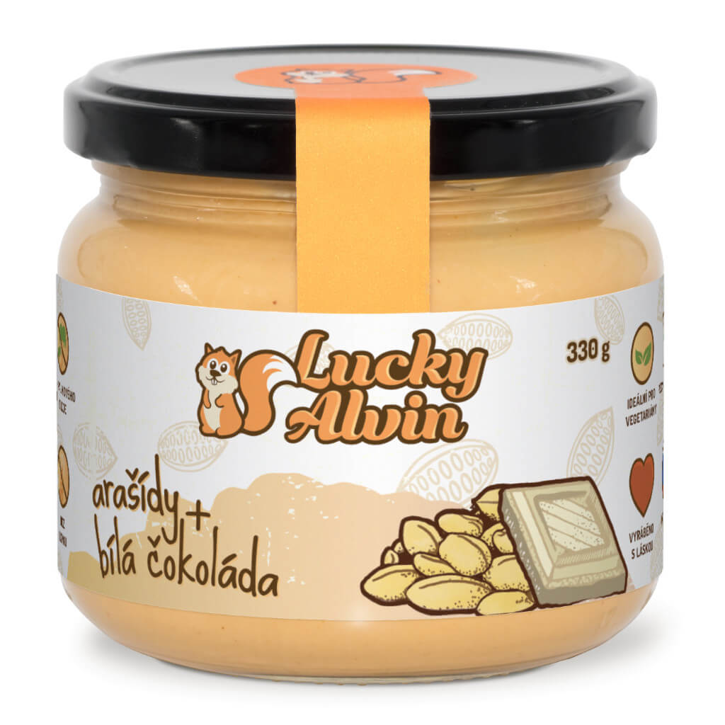 Zobrazit detail výrobku Lucky Alvin Arašídy + bílá čokoláda krém 330 g + 2 měsíce na vrácení zboží