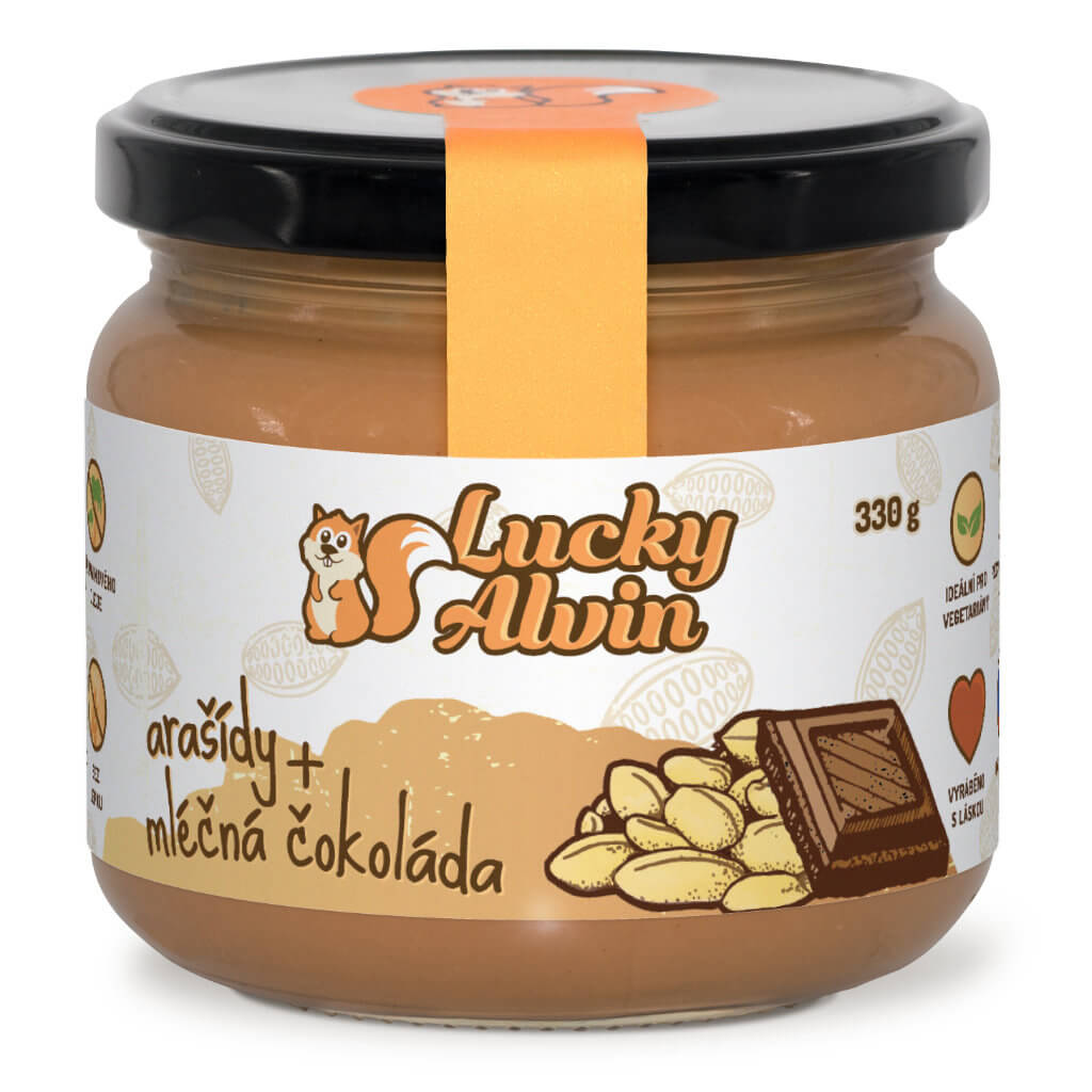 Zobrazit detail výrobku Lucky Alvin Arašídy + mléčná čokoláda krém 330 g + 2 měsíce na vrácení zboží