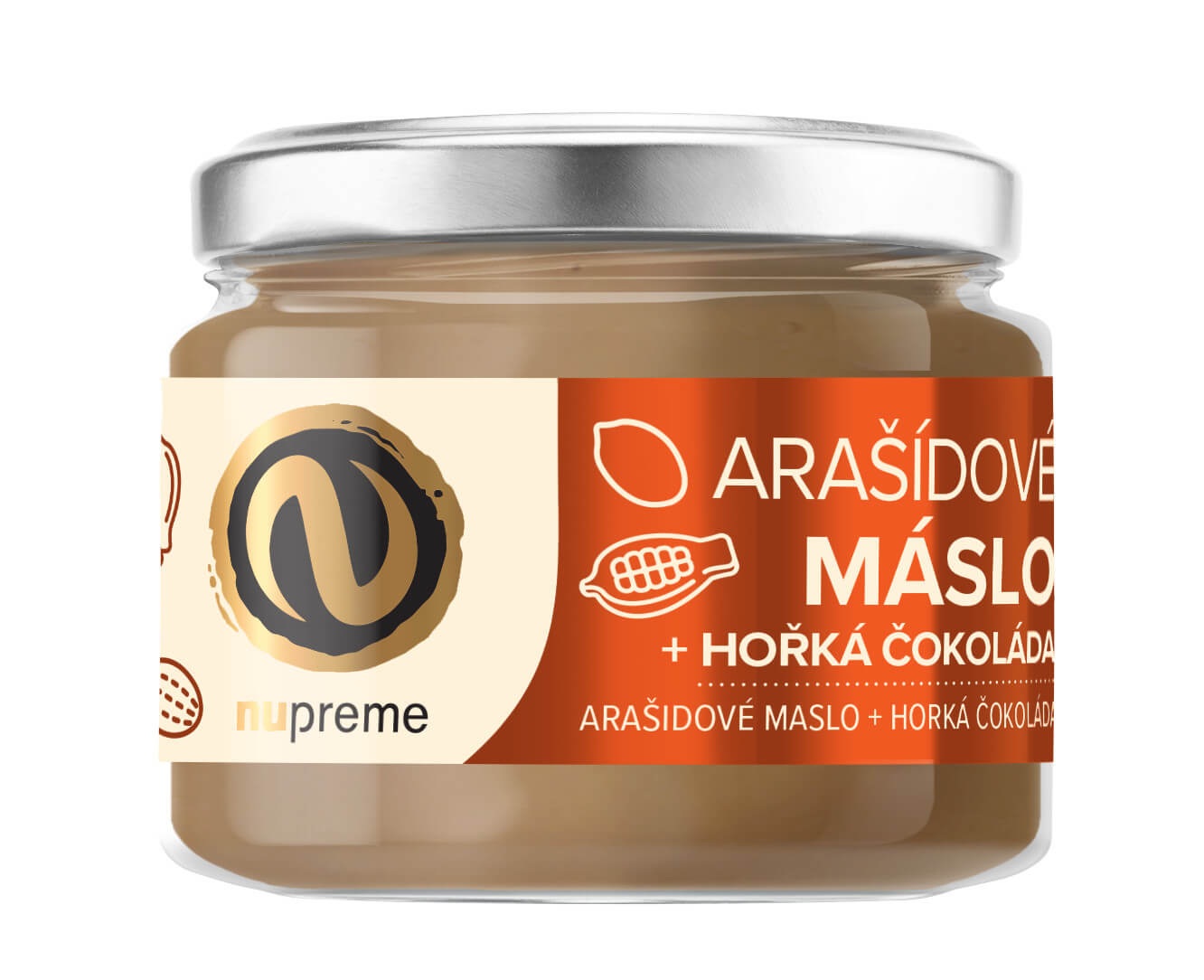 Zobrazit detail výrobku Nupreme Nupreme Arašídové máslo s hořkou čokoládou 220 g + 2 měsíce na vrácení zboží