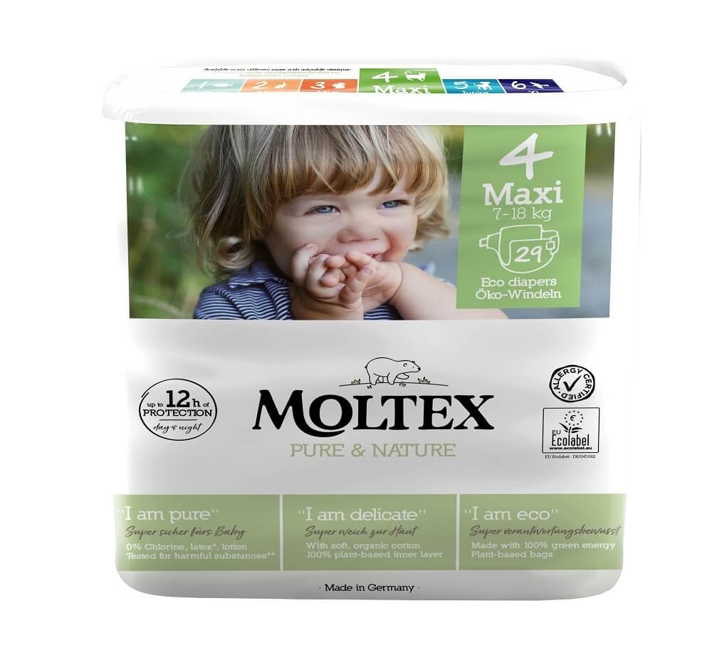 Zobrazit detail výrobku Moltex Pure & Nature Plenky Moltex Pure & Nature Maxi 7-18 kg (29 ks) + 2 měsíce na vrácení zboží