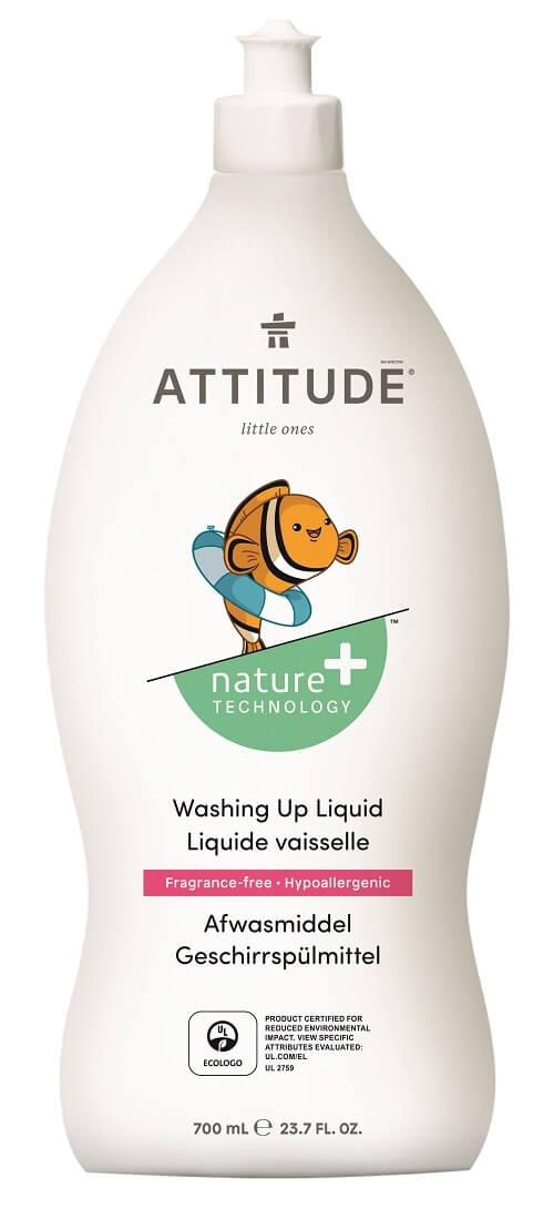 Zobrazit detail výrobku Attitude Prostředek na mytí nádobí Nature+ pro děti bez vůně 700 ml + 2 měsíce na vrácení zboží