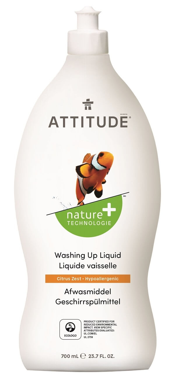 Zobrazit detail výrobku Attitude Prostředek na mytí nádobí Nature+ s vůní citronové kůry 700 ml