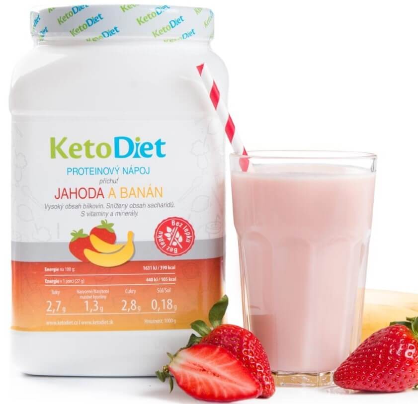 Zobrazit detail výrobku KetoDiet Proteinový nápoj příchuť jahoda a banán 35 porcí + 2 měsíce na vrácení zboží