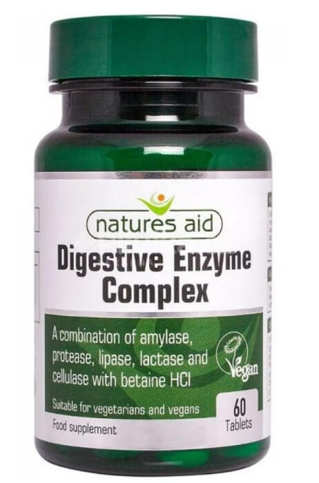Natures Aid Trávící enzymy Complex s betainem HCl 100 mg 60 tablet