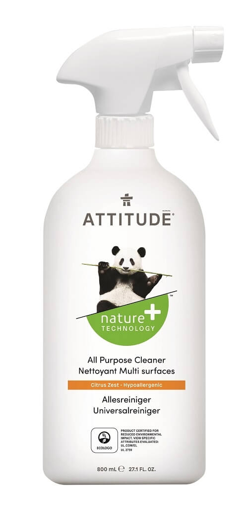 Zobrazit detail výrobku Attitude Univerzální čistič Nature+ s vůní citronové kůry s rozprašovačem 800 ml