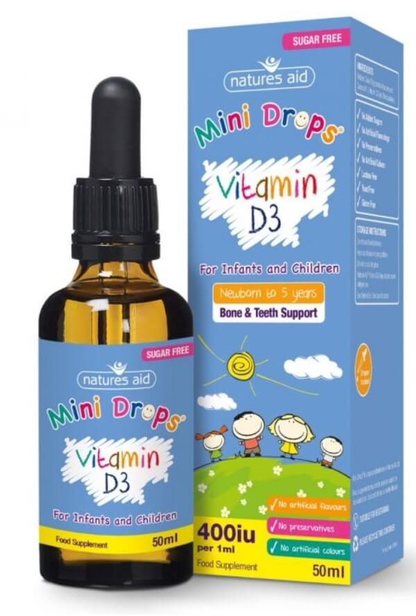 Natures Aid Vitamín D3 kvapky pre deti (400iu) - 50 ml + 2 mesiace na vrátenie tovaru