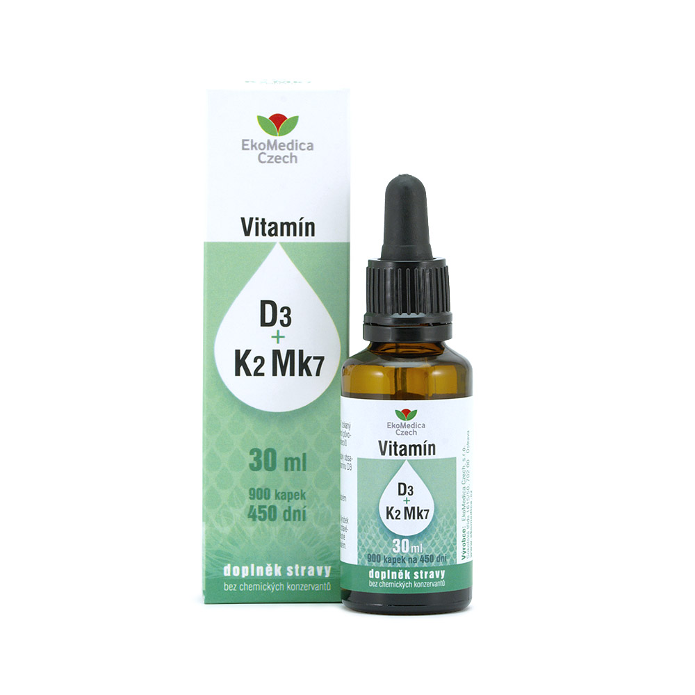 Zobrazit detail výrobku EkoMedica Czech Vitamíny D3 + K2 Mk7 v kapkách 30 ml