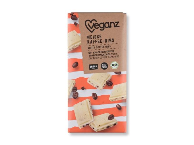 Zobrazit detail výrobku Veganz Bílá čokoláda s kávovými zrnky, Bio 80 g