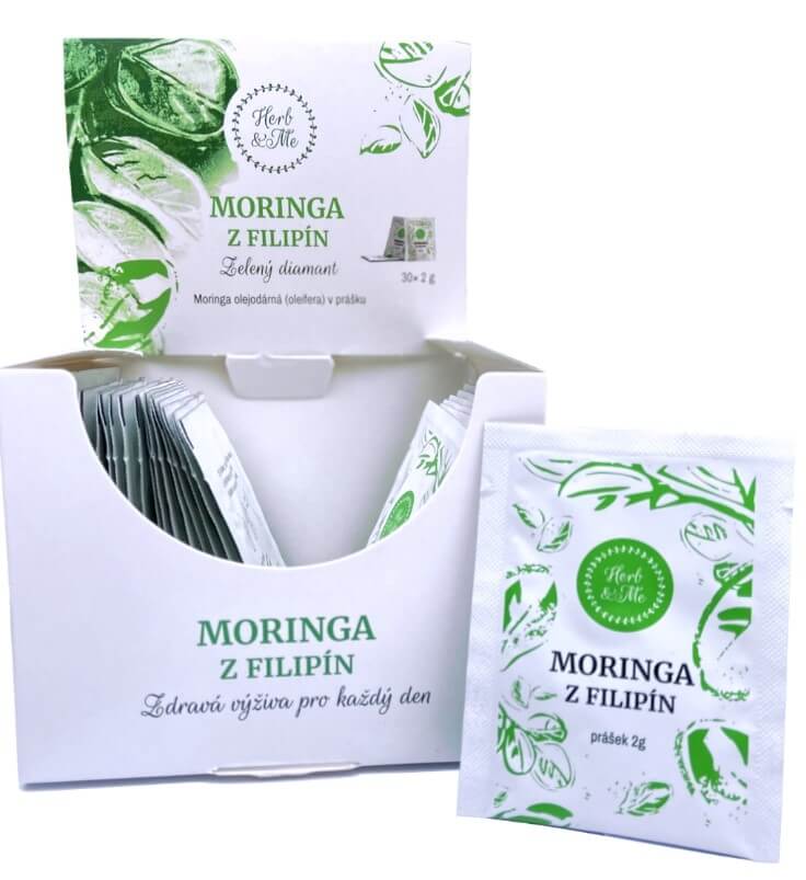 Zobrazit detail výrobku Herb & Me Moringa z Filipín v prášku, 30 x 2 g sáčky - měsíční kúra + 2 měsíce na vrácení zboží