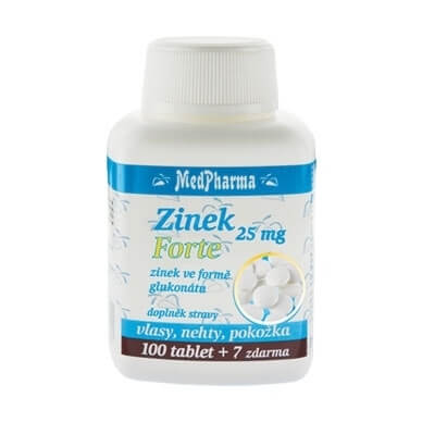 Zobrazit detail výrobku MedPharma Zinek 25 mg Forte ve formě glukonátu 107 tablet