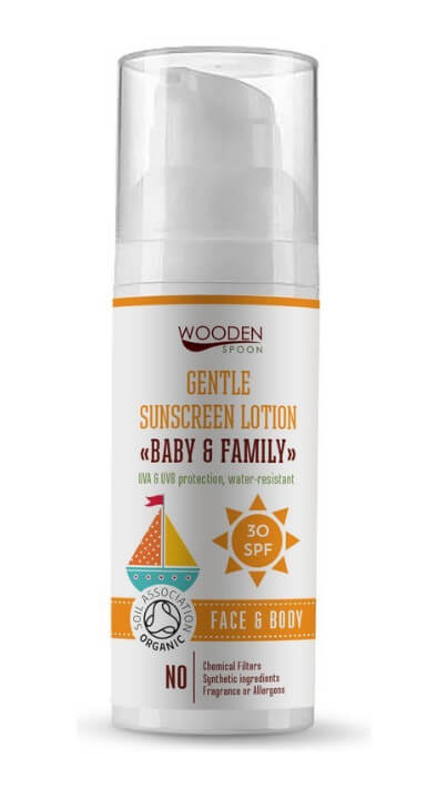 Zobrazit detail výrobku WoodenSpoon Opalovací tělové mléko Baby & Family SPF 30 50 ml + 2 měsíce na vrácení zboží
